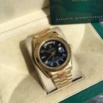ROLEX Day-date 904L Steel 8205 Movement 41MM Gold Bracelet Dark Blue Watch